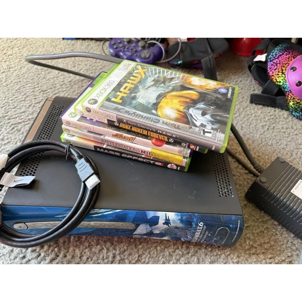 Xbox 360 Black Console / Limited Edition Face Plate Ace Combat Black BUNDLE